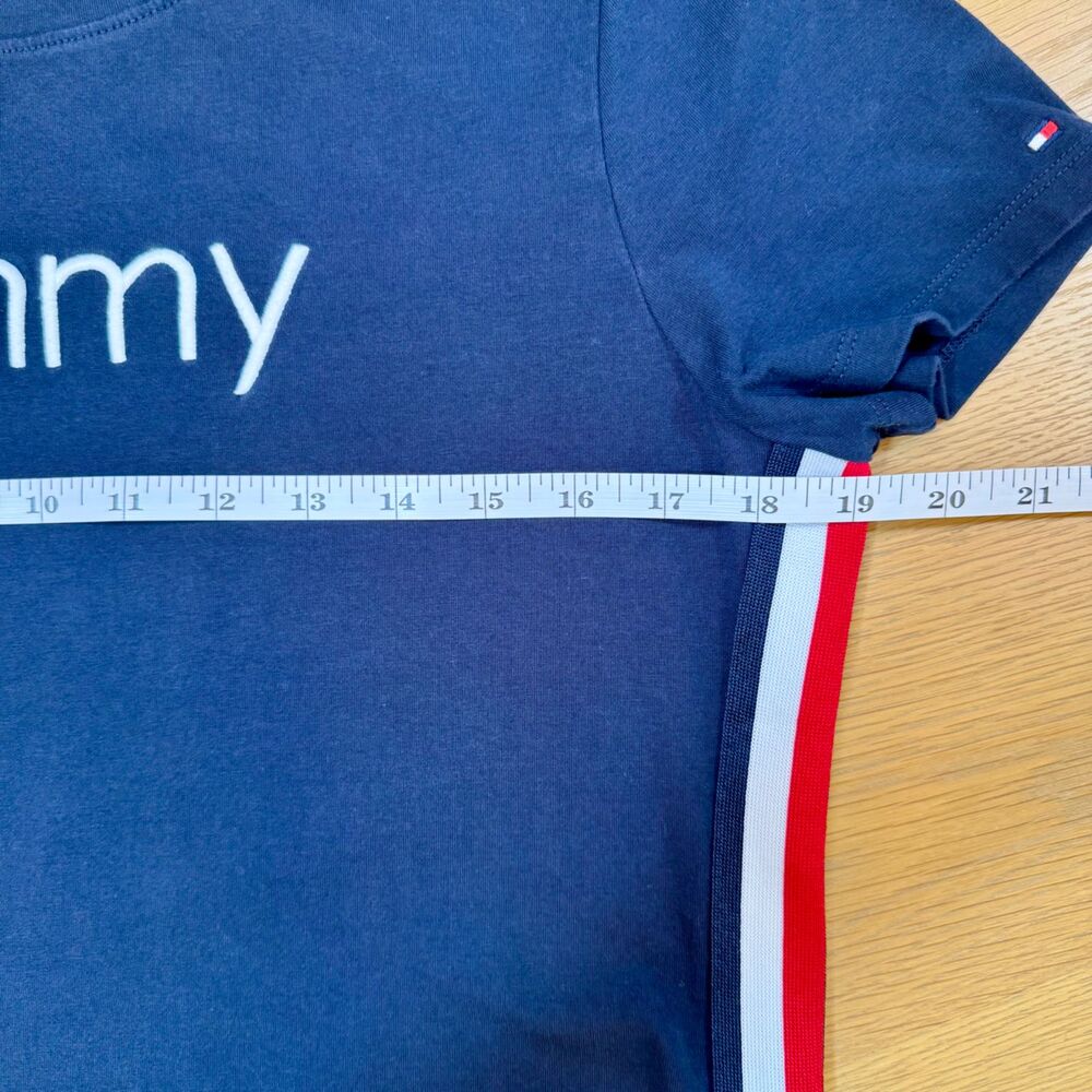 Tommy Hilfiger Womens M Navy Logo T-Shirt Dress Side Stripe Stretch Cotton Mini - Picture 5 of 6